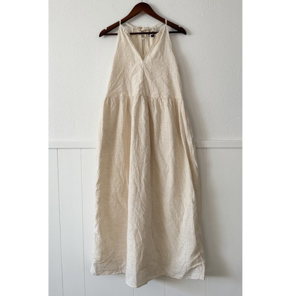 NWT Universal Thread Ivory Eyelet M Halter Maxi Dress Cottagecore Boho Sundress - Picture 2 of 10